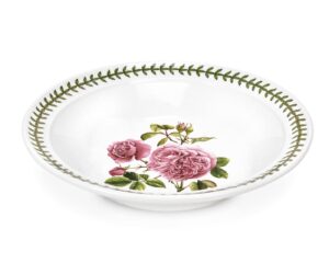 portmeirion botanic roses soup bowl with rim | 8.5 inch bowl rose motif | for dinner, pasta and soups | made of fine earthenware | dishwasher and microwave safe | made in england