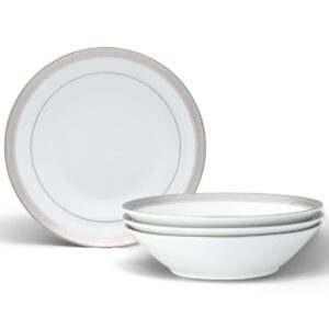 noritake crestwood platinum soup bowls, set of 4, 12 oz, multicolor
