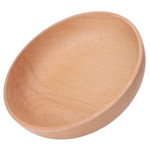 pssopp wooden bowl round wooden serving bowl wooden salad bowl round wooden bowl household beech wood bowl for serving salad fruit dip sauce snack rice pasta cereal (l)