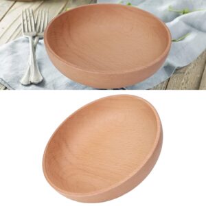 Pssopp Wooden Bowl Round Wooden Serving Bowl Wooden Salad Bowl Round Wooden Bowl Household Beech Wood Bowl for Serving Salad Fruit Dip Sauce Snack Rice Pasta Cereal (L)