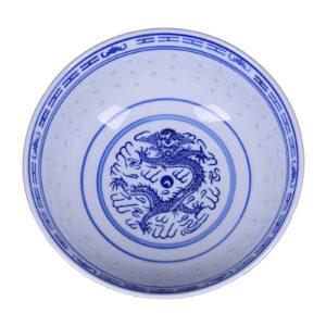lihuzmd ceramic ramen noodle bowls, blue and white porcelain chinese retro dessert, soup, cereal, rice, udon, asian noodles bowl,5in,2pcs