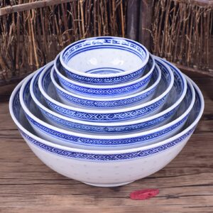 Lihuzmd Ceramic Ramen Noodle Bowls, Blue and White Porcelain Chinese Retro Dessert, Soup, Cereal, Rice, Udon, Asian Noodles Bowl,5in,2PCS