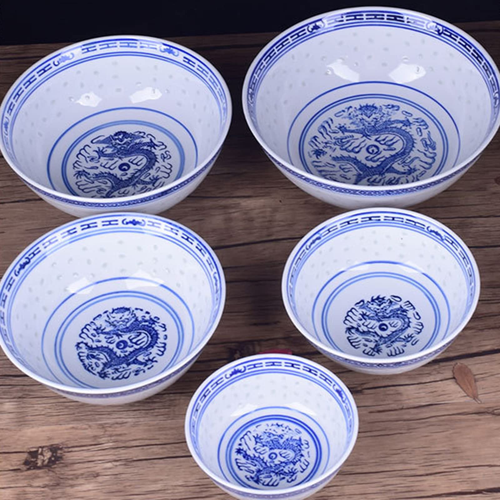 Lihuzmd Ceramic Ramen Noodle Bowls, Blue and White Porcelain Chinese Retro Dessert, Soup, Cereal, Rice, Udon, Asian Noodles Bowl,5in,2PCS