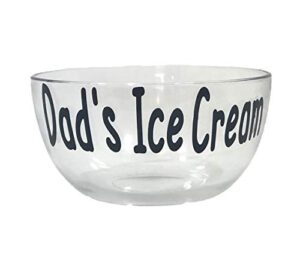 bow flip flops dad's glass ice cream bowl, large dessert dish for father gift