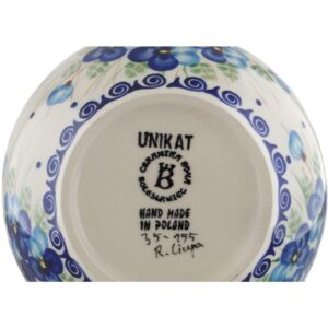 Polish Pottery Bowl 6-inch Blue Pansy