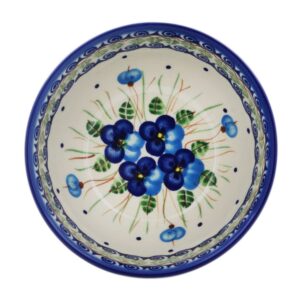 Polish Pottery Bowl 6-inch Blue Pansy