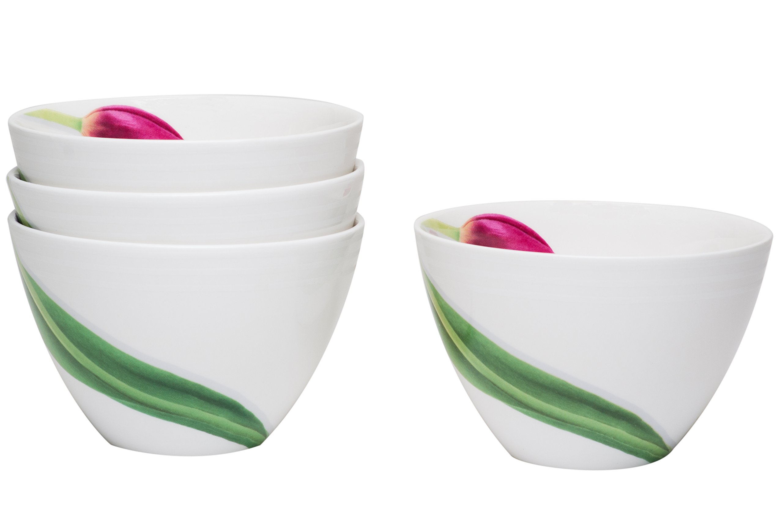 Red Vanilla FP003-421 5" Dutch Garden Coupe Bowl (Set of 4), 20 oz, White