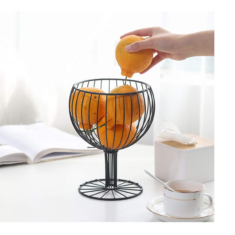 MAYITBE Wine Glass Decor Fruit Basket Round Tiered Wire Basket Snacks Candy Storage Fruit Container Basket Vegetable Rack Wine Glass Cork Holder Restaurant Decor(Black A)