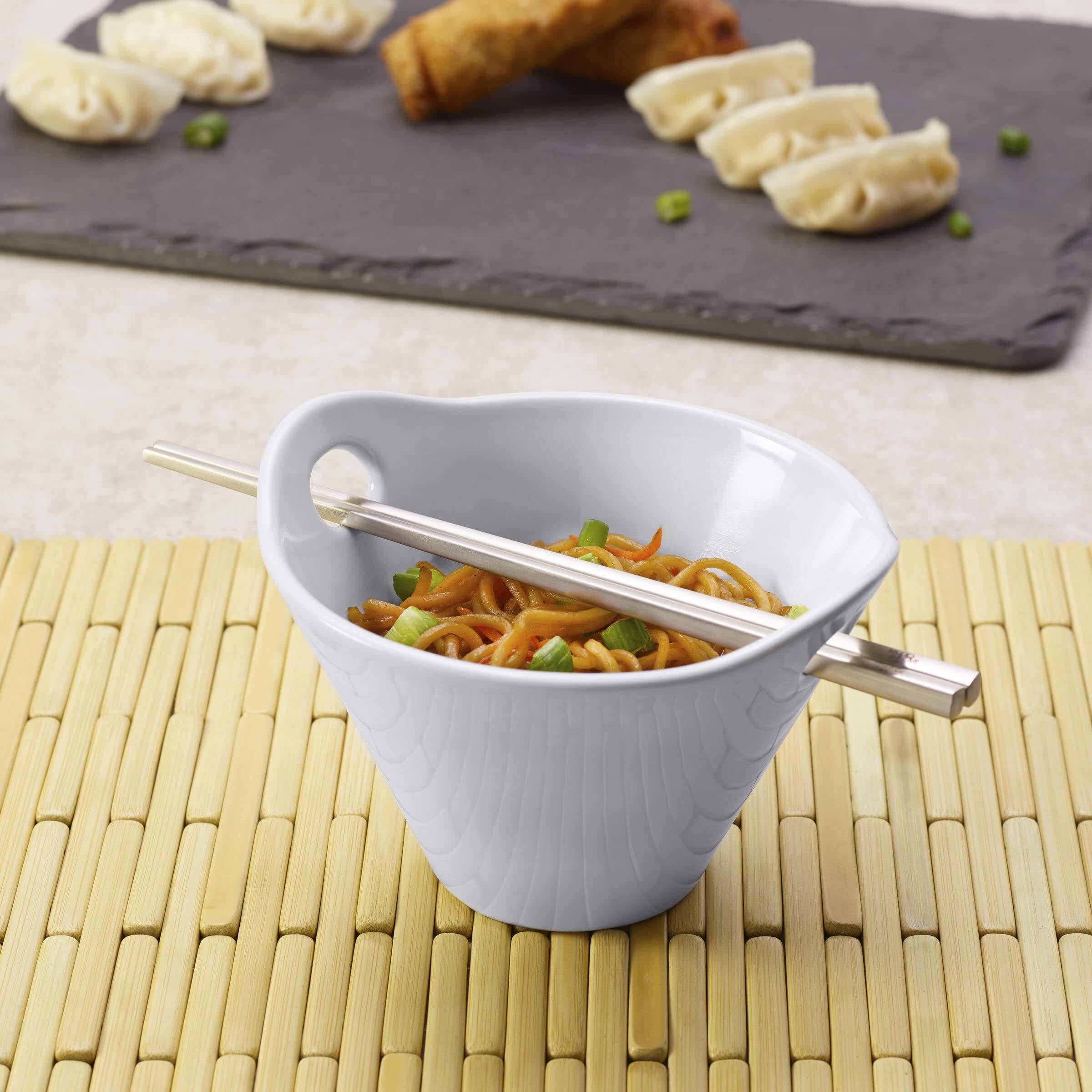 Studio Nova Noodle Bowl and Chopstick Set, 3-Piece, White