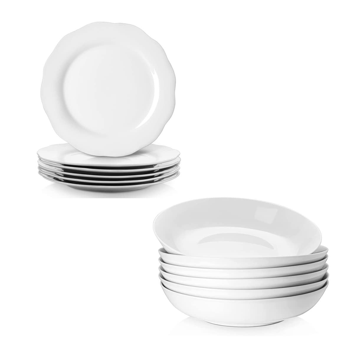 YHY 10 Inches Dinner Plate Set, 40 Ounces Pasta Bowls, 12 Piece