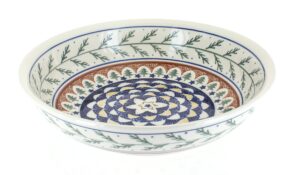 blue rose polish pottery evergreen large salad bowl