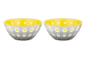 guzzini le murrine set of 2 bowl 12cm, grey/yellow. made in italy using exclusive three-color technology