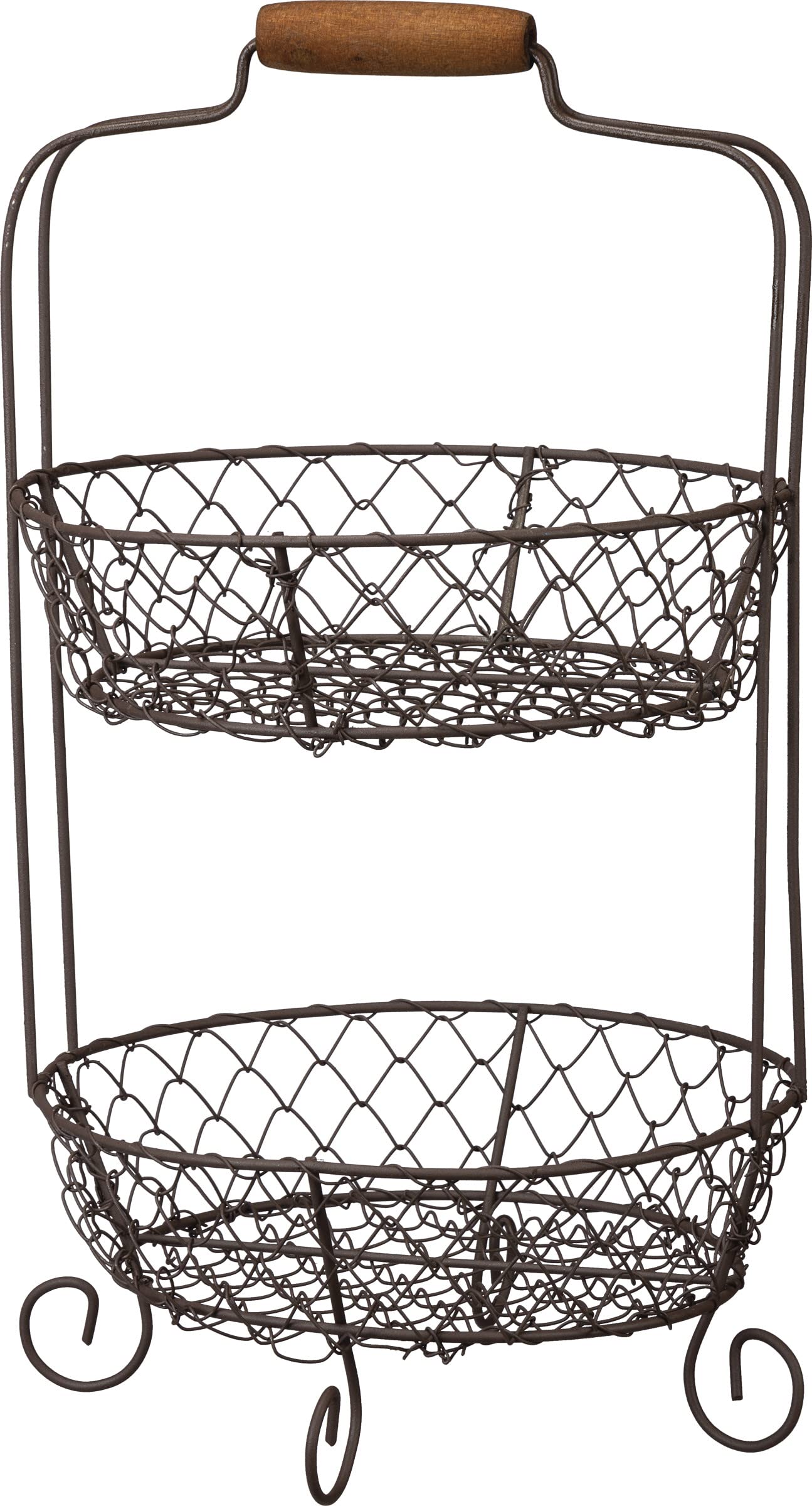 Primitives by Kathy 2-Tier Metal Countertop Fruit Basket, Loop and Lattice Wire Bowl Stand, 8.50" Diameter x 14.75"