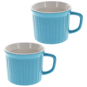 corningware 20oz pool blue round soup meal mug - 2 pack