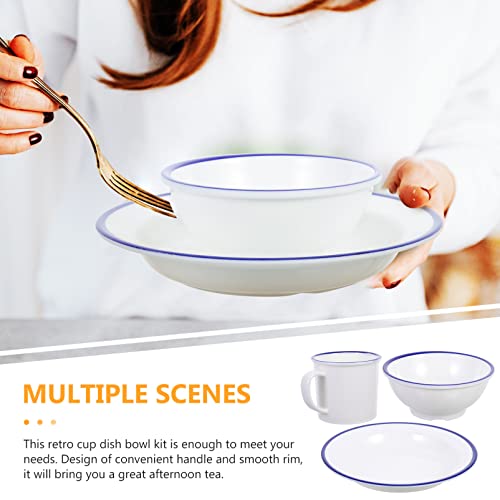 UPKOCH Melamine Dish Plate Set Melamine Plate Bowl and Cup: Vintage Dinnerware Set Camping Plates and Bowls Lightweight Plates Bowls for Kitchen Camping White Lightweight Dinnerware