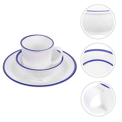 UPKOCH Melamine Dish Plate Set Melamine Plate Bowl and Cup: Vintage Dinnerware Set Camping Plates and Bowls Lightweight Plates Bowls for Kitchen Camping White Lightweight Dinnerware
