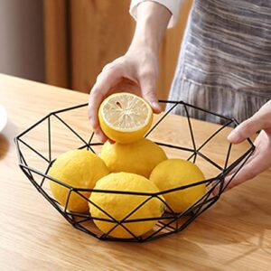 Fruit Bowl, Fruit Bowl For Kitchen Counter, 2Pcs Wire Fruit Basket, for Countertop, Home Decor, Table Centerpiece Decorative Hold Vegetables, Bread, Snacks (Black)