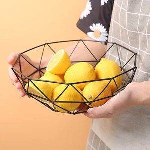 Fruit Bowl, Fruit Bowl For Kitchen Counter, 2Pcs Wire Fruit Basket, for Countertop, Home Decor, Table Centerpiece Decorative Hold Vegetables, Bread, Snacks (Black)