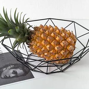 Fruit Bowl, Fruit Bowl For Kitchen Counter, 2Pcs Wire Fruit Basket, for Countertop, Home Decor, Table Centerpiece Decorative Hold Vegetables, Bread, Snacks (Black)