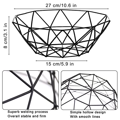 Fruit Bowl, Fruit Bowl For Kitchen Counter, 2Pcs Wire Fruit Basket, for Countertop, Home Decor, Table Centerpiece Decorative Hold Vegetables, Bread, Snacks (Black)