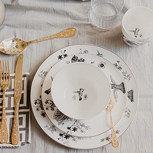 Koken – 4 Bowls Set fine bone china with design Black & White with gold Ring - Ideal for special occasions or every day - Stackable-Mixing Bowls- Kitchen Essentials & Tableware.