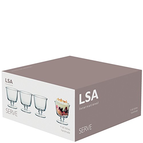 LSA International Serve Tall Dish (4 Pack), 4.5", Clear