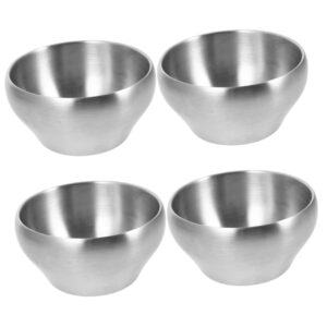 stobaza double layer insulation bowl 4pcs rice bowl serving bowl salad bowl noodle bowl food bowl household silver stainless steel fruit storage bowl kitchen bowl stainless steel bowl