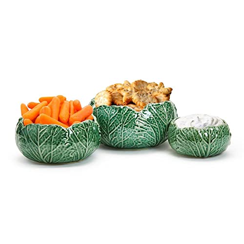 Two's Company Set Of 3 Cabbage Leaf Bowls