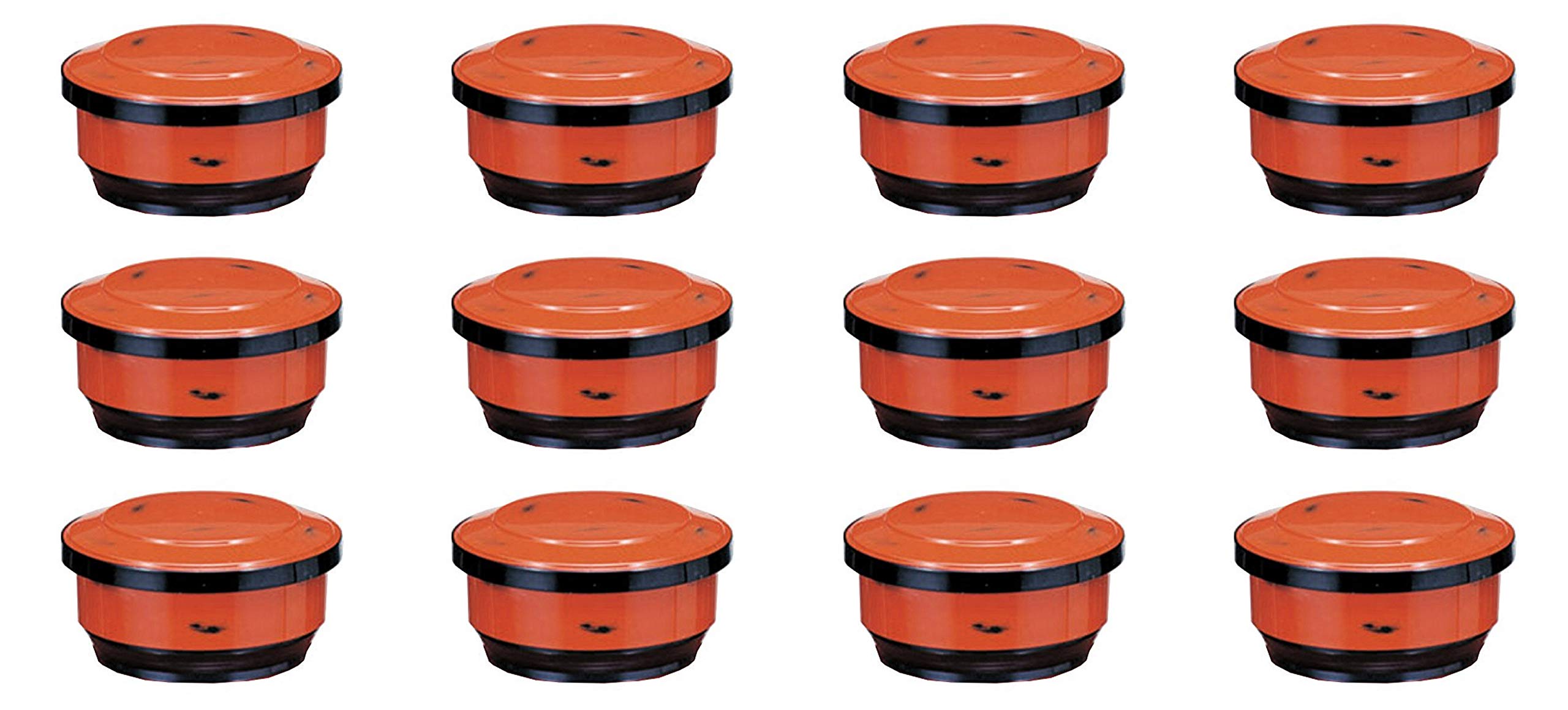 JapanBargain 2072, Rice Serving Bowl with Lid and Rice Paddle Scoop Japanese Ohitsu Chinese Asian Restaurant Rice Container for 2-3 Serving, Red, Small, Pack of 12