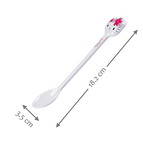 Hello Kitty Flowers Cute Pink Dinnerware Flatware Meal Set – Plate Bowl Cup Fork Spoon, 5 pieces