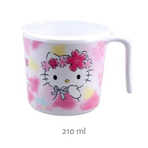 Hello Kitty Flowers Cute Pink Dinnerware Flatware Meal Set – Plate Bowl Cup Fork Spoon, 5 pieces