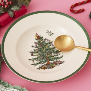 Spode Christmas Tree Collection Pasta Bowl, set of 4, Rimmed Plate for Serving Salad, Spaghetti, and Soup, 10-Inch, Made of Porcelain, Dishwasher, Microwave, and Freezer Safe