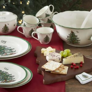 Spode Christmas Tree Collection Pasta Bowl, set of 4, Rimmed Plate for Serving Salad, Spaghetti, and Soup, 10-Inch, Made of Porcelain, Dishwasher, Microwave, and Freezer Safe