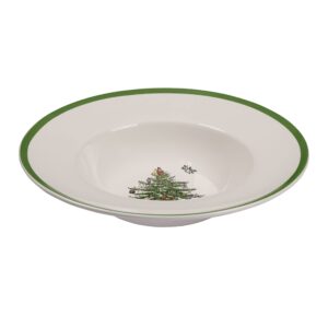 Spode Christmas Tree Collection Pasta Bowl, set of 4, Rimmed Plate for Serving Salad, Spaghetti, and Soup, 10-Inch, Made of Porcelain, Dishwasher, Microwave, and Freezer Safe