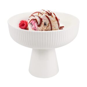 doerdo ceramic footed bowl decorative fruit holder dessert display tray for kitchen decor, 4.9"x3.9"