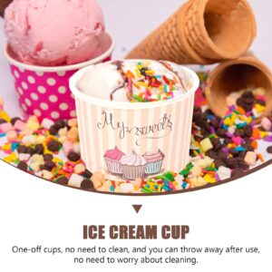 Zerodeko Yogurt Container 50 Sets Dessert Paper Cups Dessert Bowls Disposable Yogurt Bowl Ice Cream Cups Lidded Cake Bowls for Sundae Bar Cake