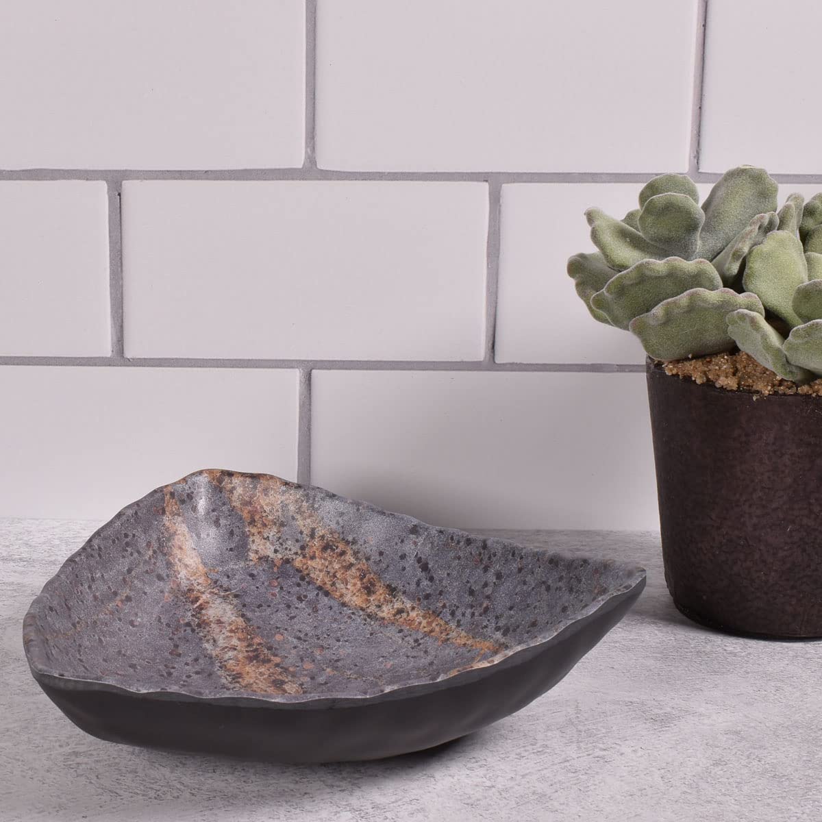 Merritt Limestone Print 7-inch Triangle Melamine Salad Bowl, Set of 6