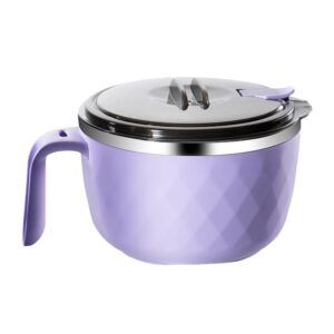 homoyoyo spaghetti container instant noodles bowl ramen bowl: purple large bowls soup mug with lid and handle for college dorm room for soup noodle ramen soup bowl snack container
