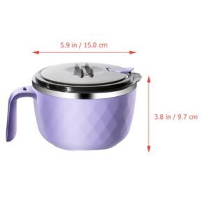 Homoyoyo Spaghetti Container Instant Noodles Bowl Ramen Bowl: Purple Large Bowls Soup Mug with Lid and Handle for College Dorm Room for Soup Noodle Ramen Soup Bowl Snack Container