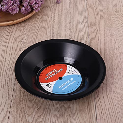 ULTNICE 2pcs Vinyl Record Shape Fruit Plate Plastic Snack Dessert Plate Key Storage Bowl Serving Platter for Bread Dessert Vegetables Candy Appetizer Potpourris