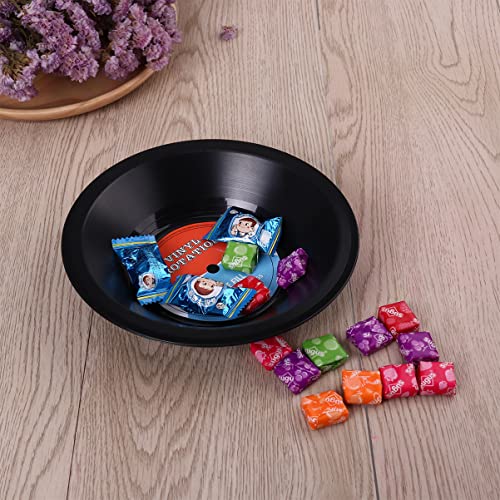 ULTNICE 2pcs Vinyl Record Shape Fruit Plate Plastic Snack Dessert Plate Key Storage Bowl Serving Platter for Bread Dessert Vegetables Candy Appetizer Potpourris