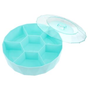 hemoton multifunctional party snack tray round divided serving dishes with lid for fruits nuts candies crackers veggies (green)