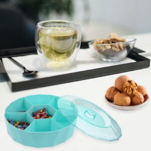 Hemoton Multifunctional Party Snack Tray Round Divided Serving Dishes with Lid for Fruits Nuts Candies Crackers Veggies (Green)