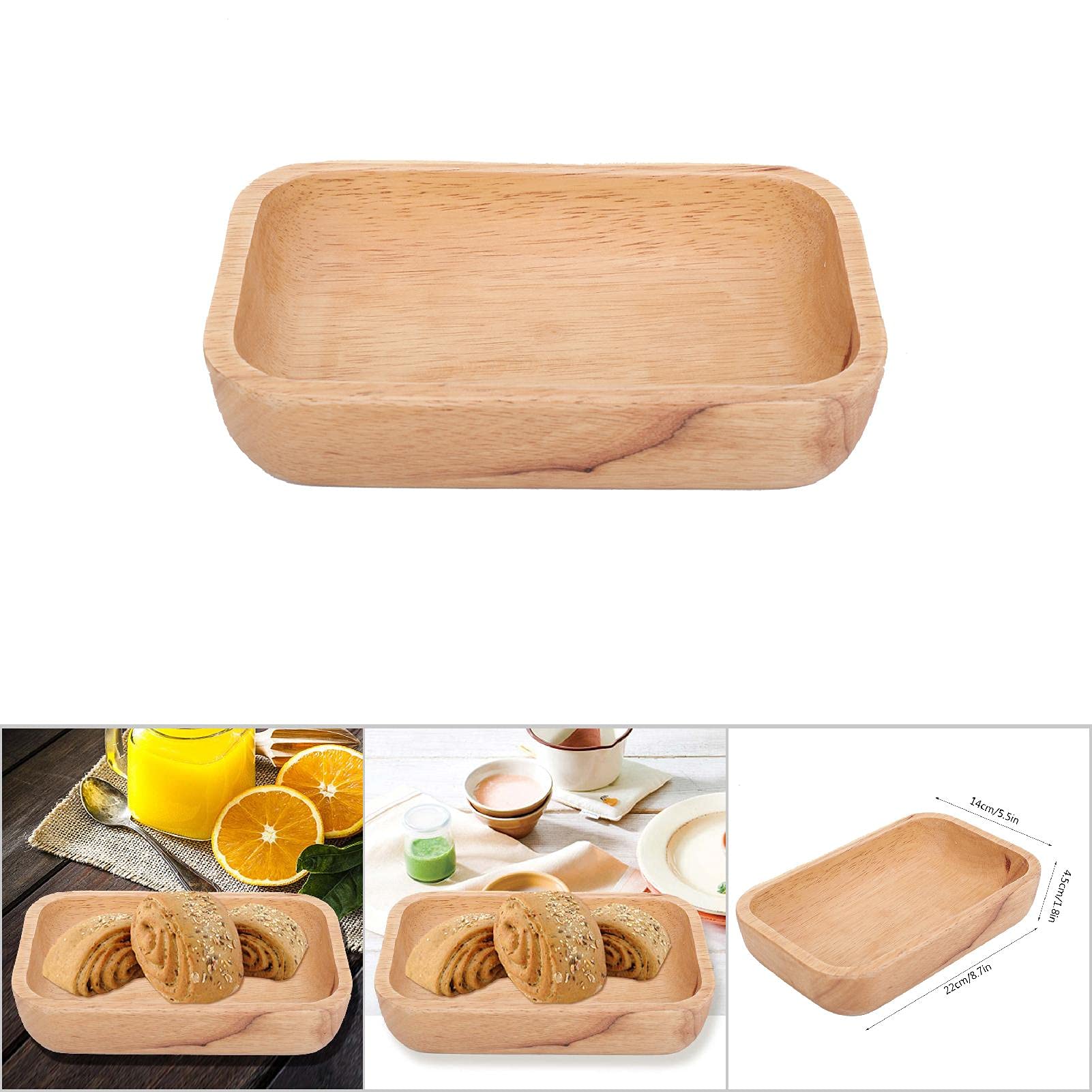 Uxsiya smooth Wooden Plate Wood Bowl for Snacks(22 * 14 * 4.5)