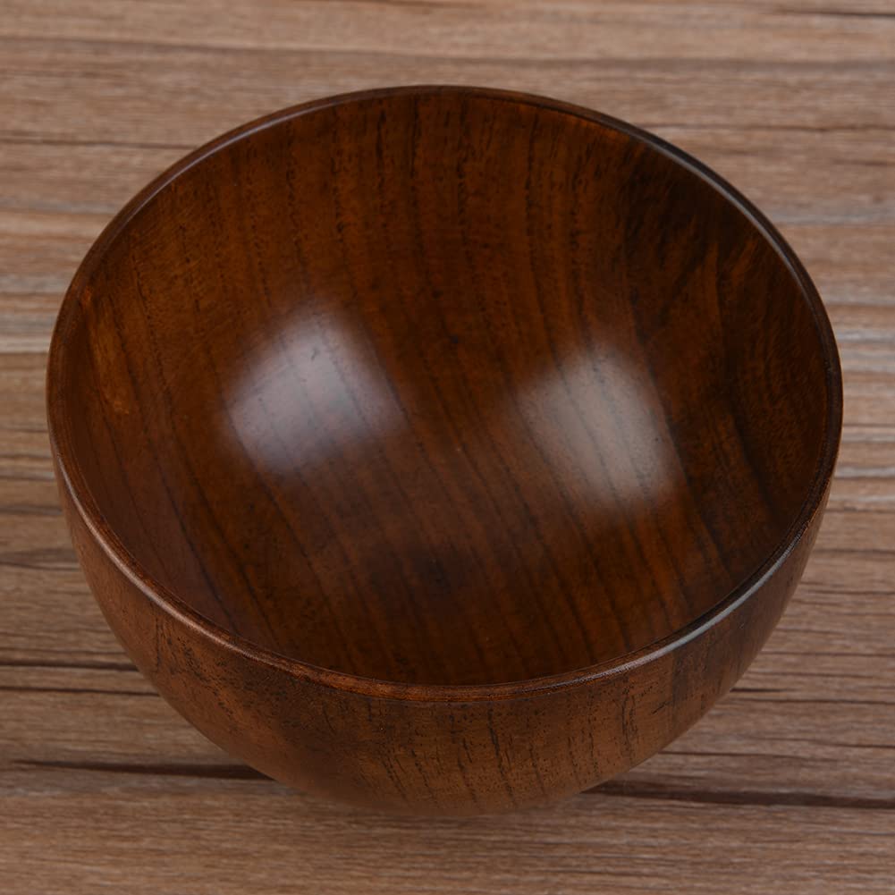 Zyyini Wooden Bowl, Wooden Handmade Sturdy Salad Bowl, Jujube Wood Round Chinese Style Tableware, Heat-Resistant Wooden Food Container Suitable For Rice, Noodle, Mix Salad(11cm)