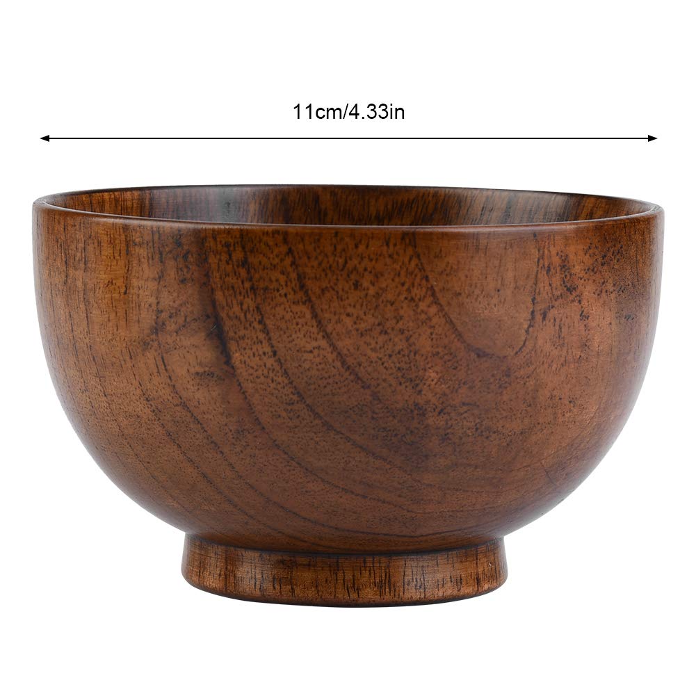 Zyyini Wooden Bowl, Wooden Handmade Sturdy Salad Bowl, Jujube Wood Round Chinese Style Tableware, Heat-Resistant Wooden Food Container Suitable For Rice, Noodle, Mix Salad(11cm)