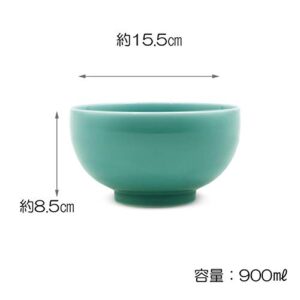 Hakusan Porcelain 5-Size Deep Moodle Bowl, Celadon, Φ6.1 x 3.3 inches (15.5 x 8.5 cm), 30.4 fl oz (900 ml), Hasami Ware Made in Japan, Hakusan Porcelain