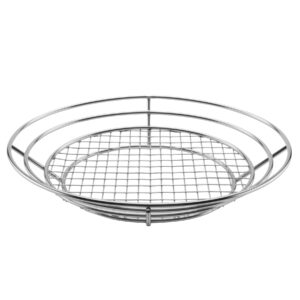 g.e.t. 4-84814 12.5" x 9.25" stainless steel oval basket with raised grid base, clipper mill (qty,1)