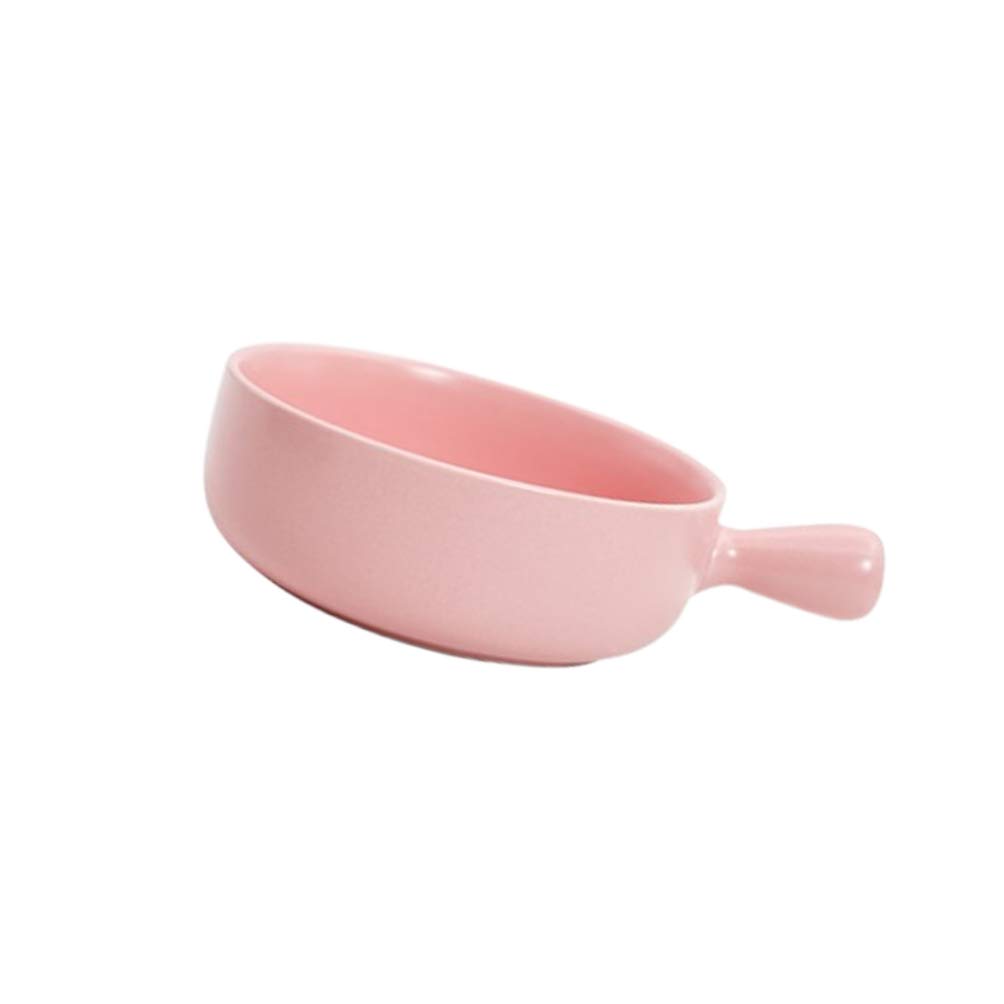 Cabilock Ceramic Porcelain Bowl Ceramic Baking Bowl with Handle Porcelain French Onion Soup Bowls Crock Bowls Cooking Bowls Casserole for Cereal Salad Rice Pink Stew Bowls