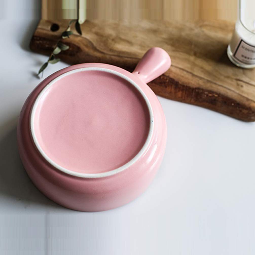 Cabilock Ceramic Porcelain Bowl Ceramic Baking Bowl with Handle Porcelain French Onion Soup Bowls Crock Bowls Cooking Bowls Casserole for Cereal Salad Rice Pink Stew Bowls